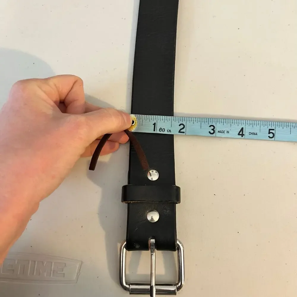 Black Worn Genuine Leather Brash Tactical Silver Utility Buckle Belt Size Large